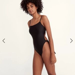 NWT Madewell Second Wave Side-Tie One-Piece Swimsuit size S Black